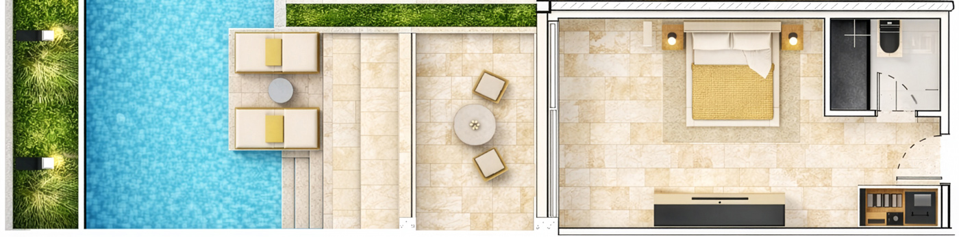 Room type Deluxe Double Swim Up Room Plan